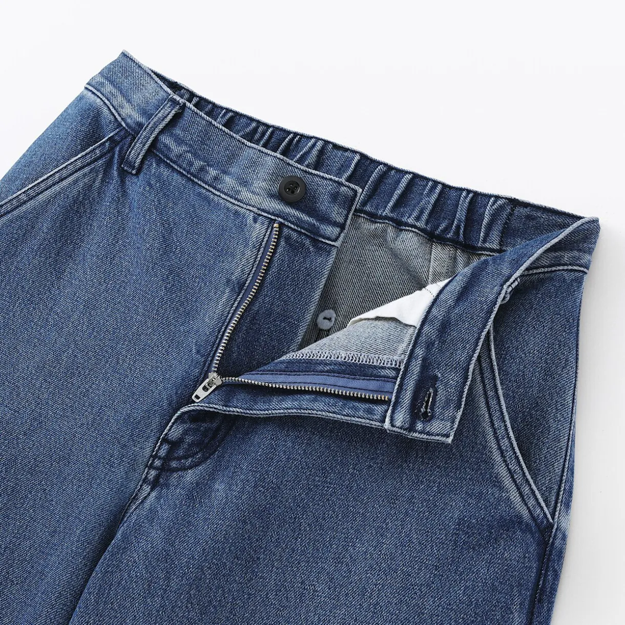 Jean denim coupe large en kapok mélangé pour femme