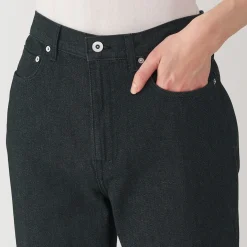 Jeans à Jambe Droite en Mélange de Kapok pour Homme ‐ Noir