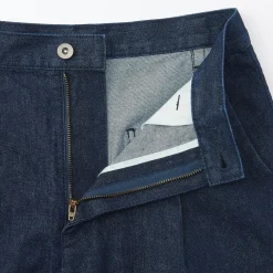 Jeans en washi et denim pour femme ‐ Bleu marine foncé