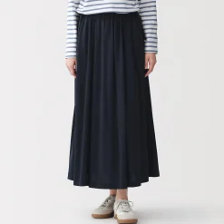 Jupe midaxi froncée en jersey de mélange de Lyocell pour femme