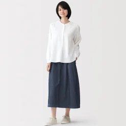 Jupe midi confort en denim délavé pour femme