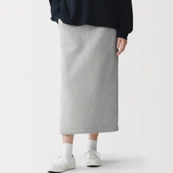 Jupe midi en sweat léger et coton mélangé pour femme
