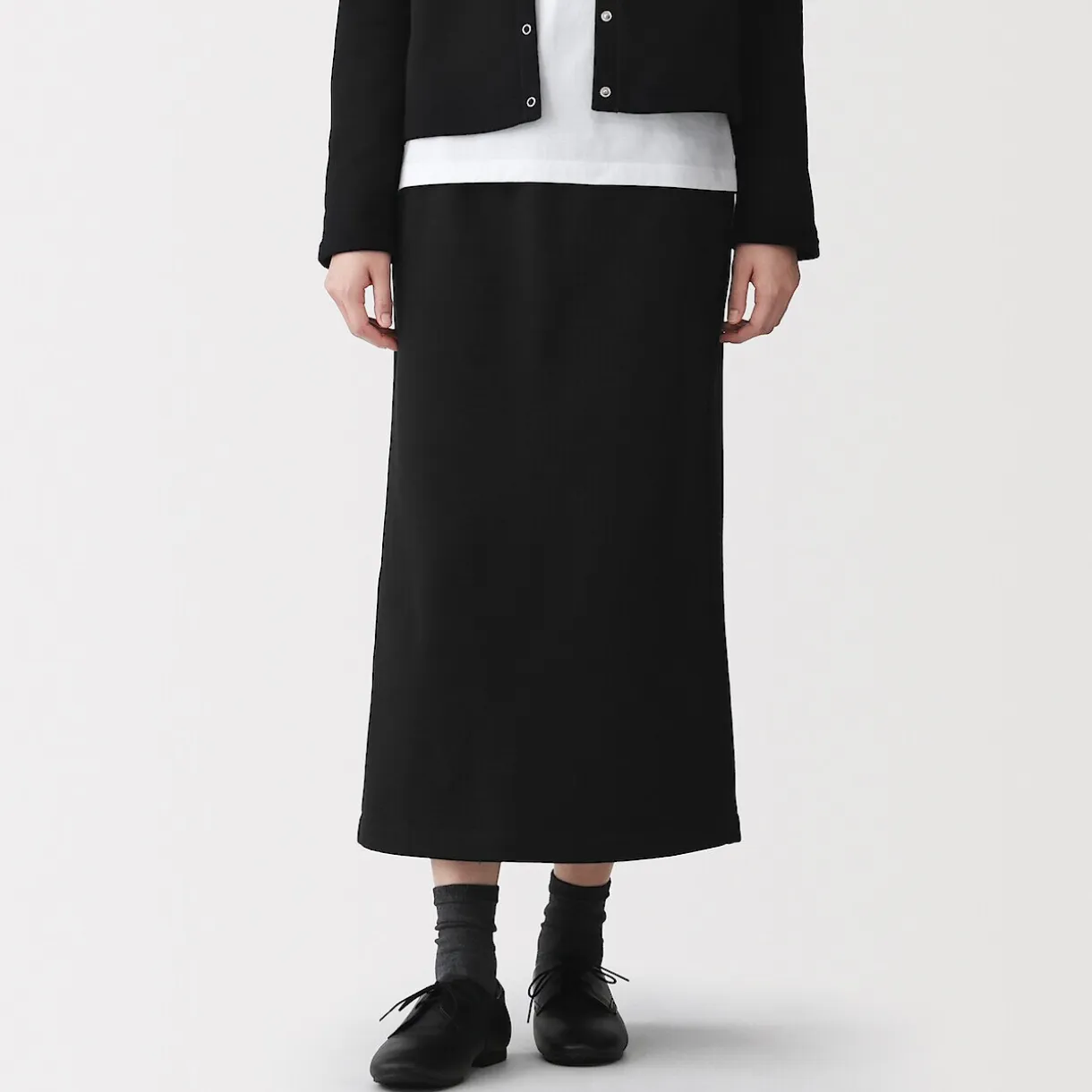 Jupe midi en sweat léger et coton mélangé pour femme