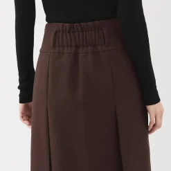 Jupe midi plissée en sergé de polyester pour femme