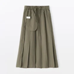 Jupe plissée en lin et lyocell pour femme