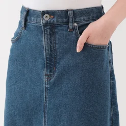 Jupe trapèze en denim extensible pour femme