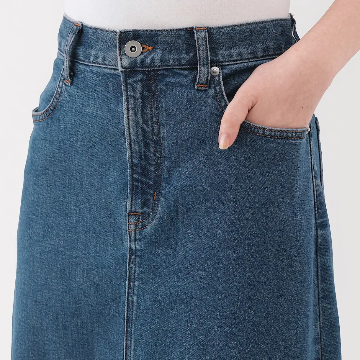 Jupe trapèze en denim extensible pour femme