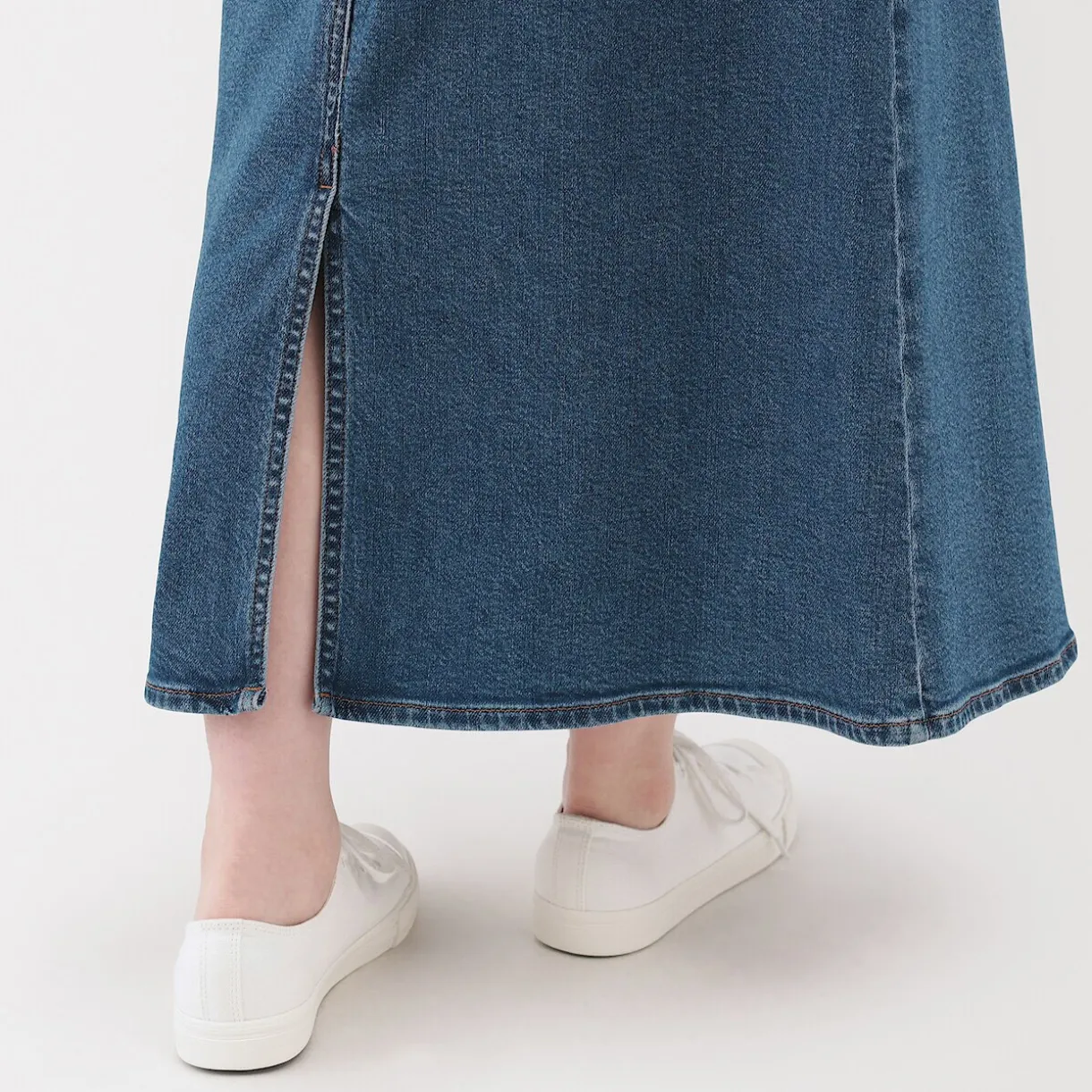 Jupe trapèze en denim extensible pour femme