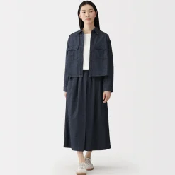 Jupe-culotte légère en denim de kapok mélangé pour femme