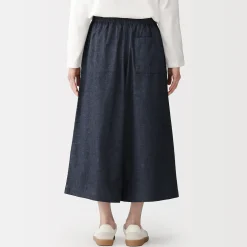 Jupe-culotte légère en denim de kapok mélangé pour femme