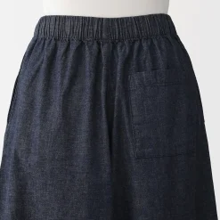 Jupe-culotte légère en denim de kapok mélangé pour femme