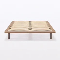 Lit plateforme double en noyer