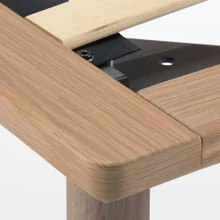 Lit plateforme large double en noyer