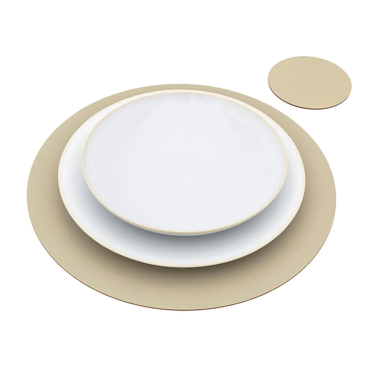 Lot de 4 dessous de verre en cuir recyclé, Gris Cendré