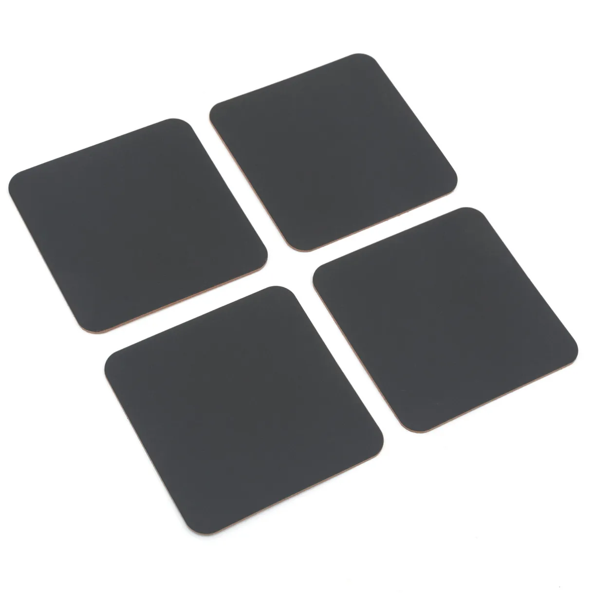 Lot de 4 dessous de verre rectangulaires en cuir recyclé, Graphite