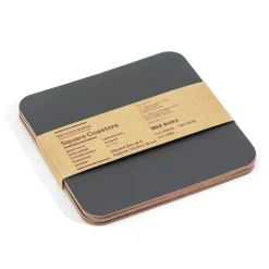Lot de 4 dessous de verre rectangulaires en cuir recyclé, Graphite