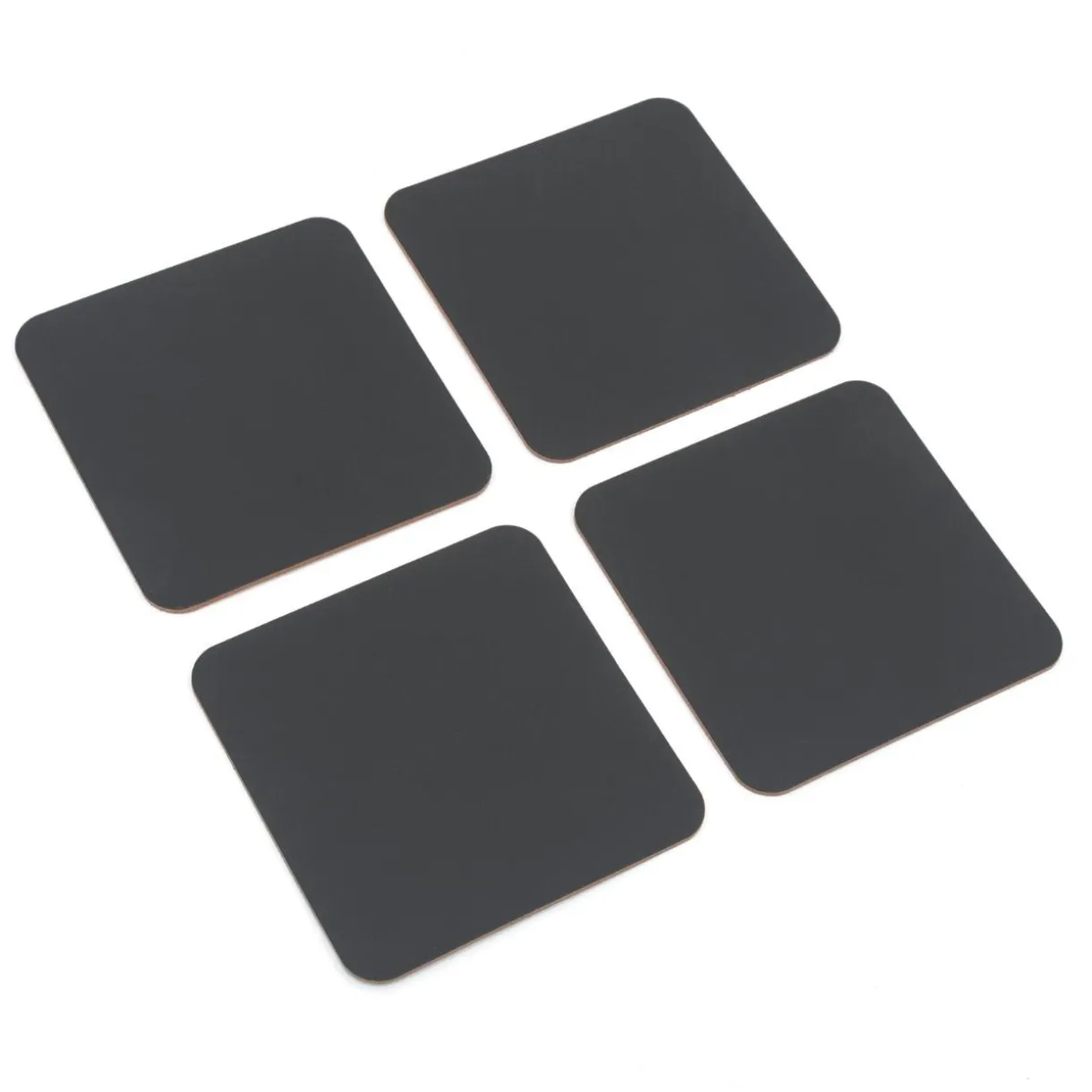 Lot de 4 dessous de verre rectangulaires en cuir recyclé, Graphite