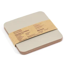 Lot de 4 dessous de verre rectangulaires en cuir recyclé, Gris Cendré