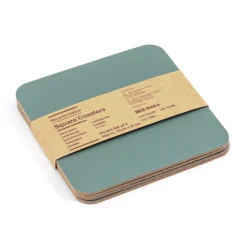 Lot de 4 dessous de verre rectangulaires en cuir recyclé, Eukalyptus