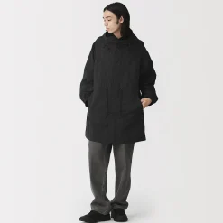 Manteau à capuche en nylon recyclé déperlant pour homme