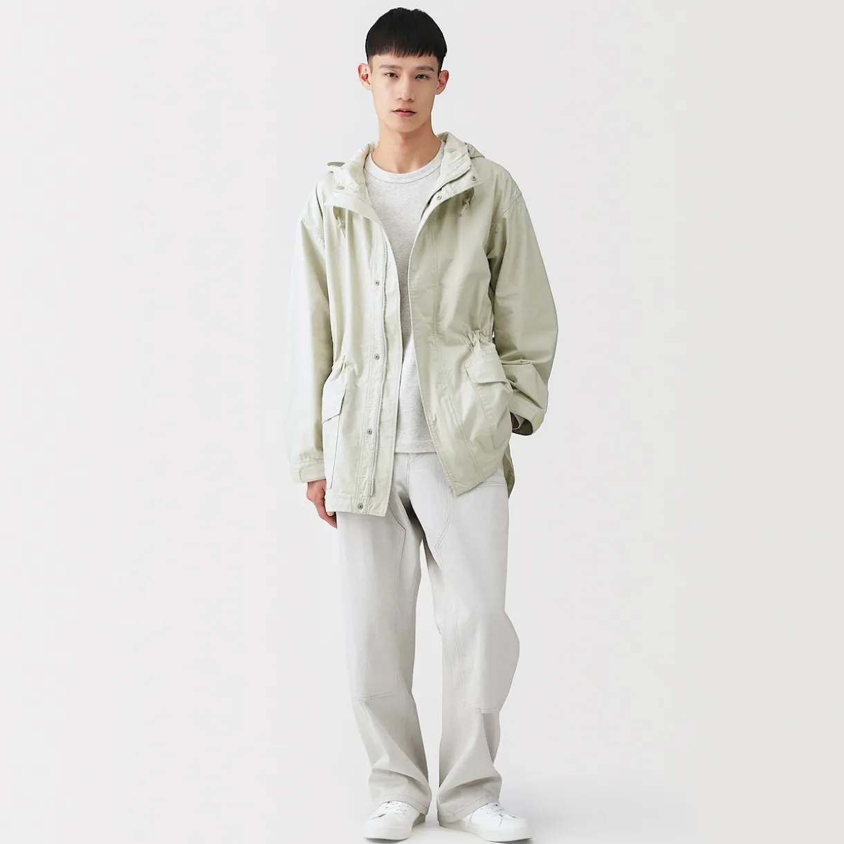 Manteau à capuche en toile de coton léger pour homme