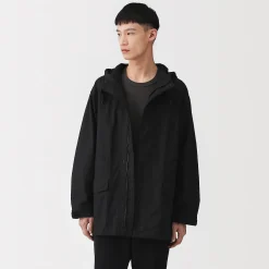 Manteau à capuche en toile de coton léger pour homme