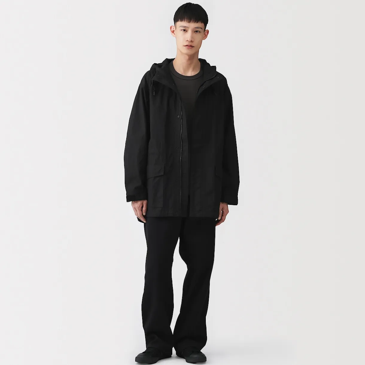 Manteau à capuche en toile de coton léger pour homme