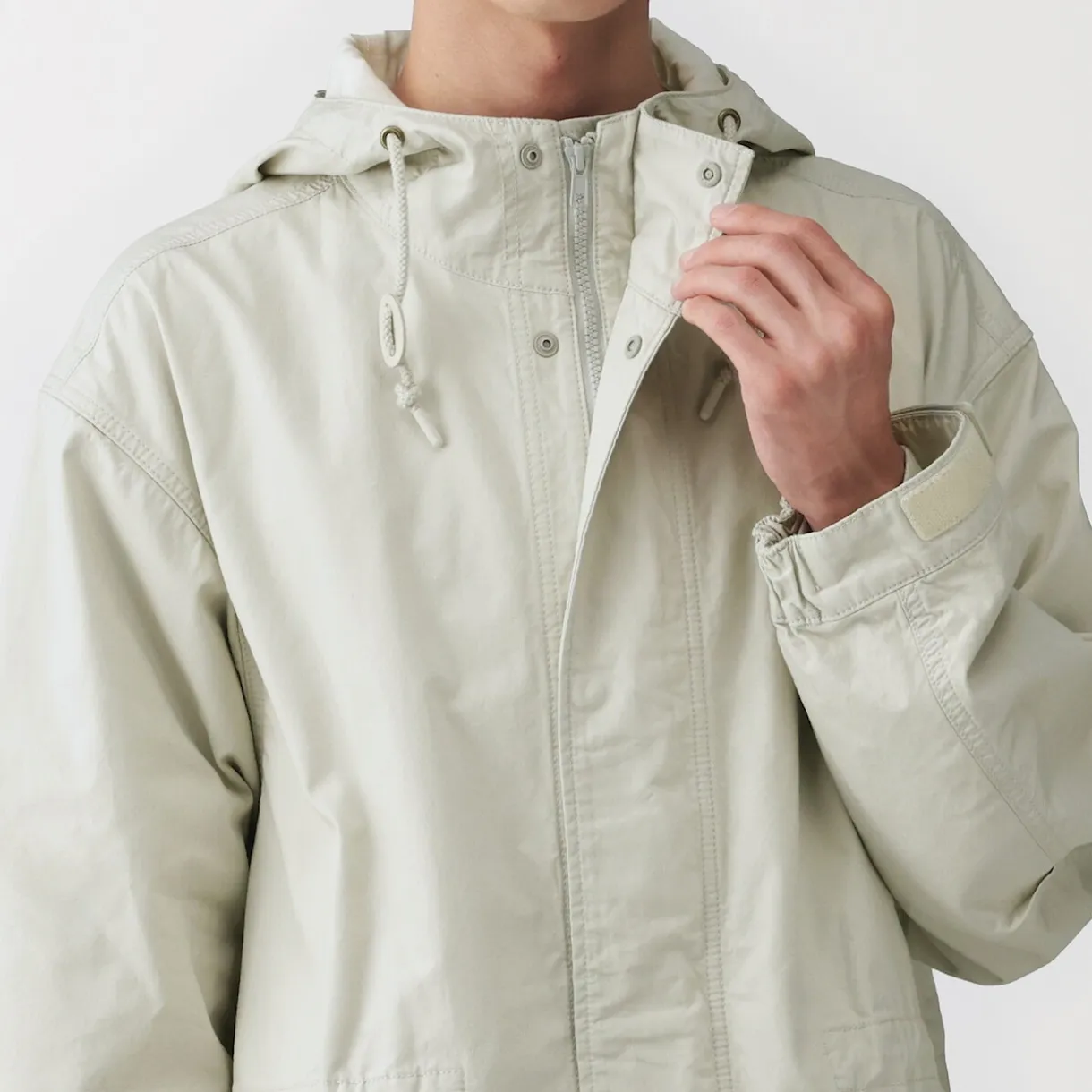 Manteau à capuche en toile de coton léger pour homme