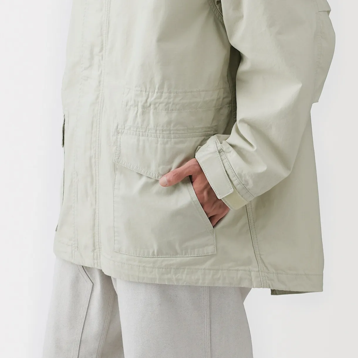 Manteau à capuche en toile de coton léger pour homme