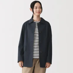 Manteau à col montant déperlant en sergé de coton pour femme