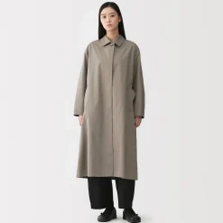 Manteau droit en coton déperlant pour femme