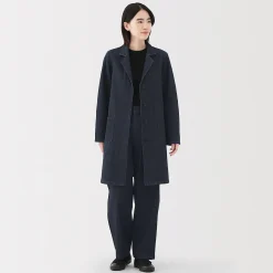 Manteau en denim mélangé kapok pour femme