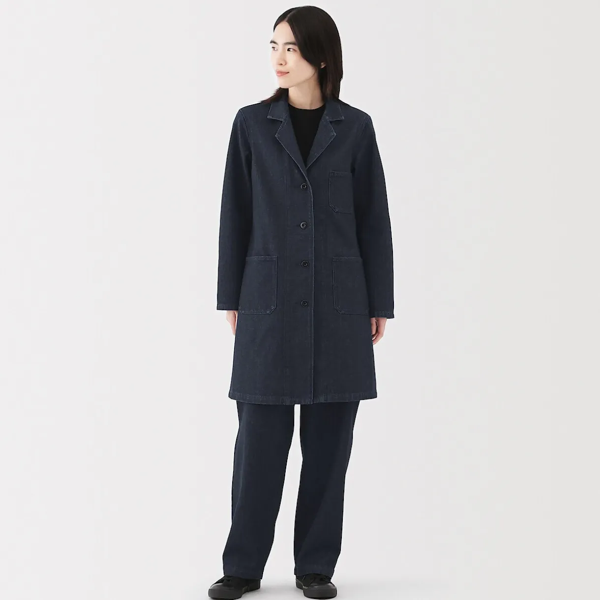 Manteau en denim mélangé kapok pour femme