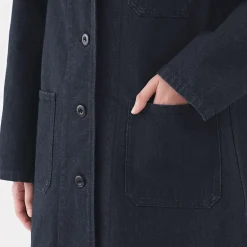 Manteau en denim mélangé kapok pour femme