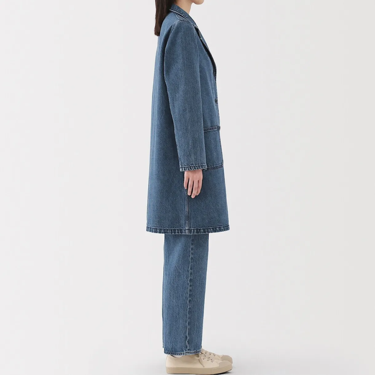Manteau en denim mélangé kapok pour femme
