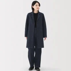 Manteau en denim mélangé kapok pour femme