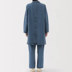 Manteau en denim mélangé kapok pour femme