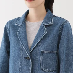 Manteau en denim mélangé kapok pour femme