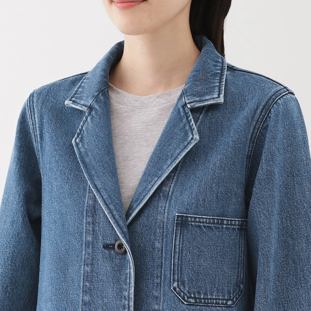 Manteau en denim mélangé kapok pour femme