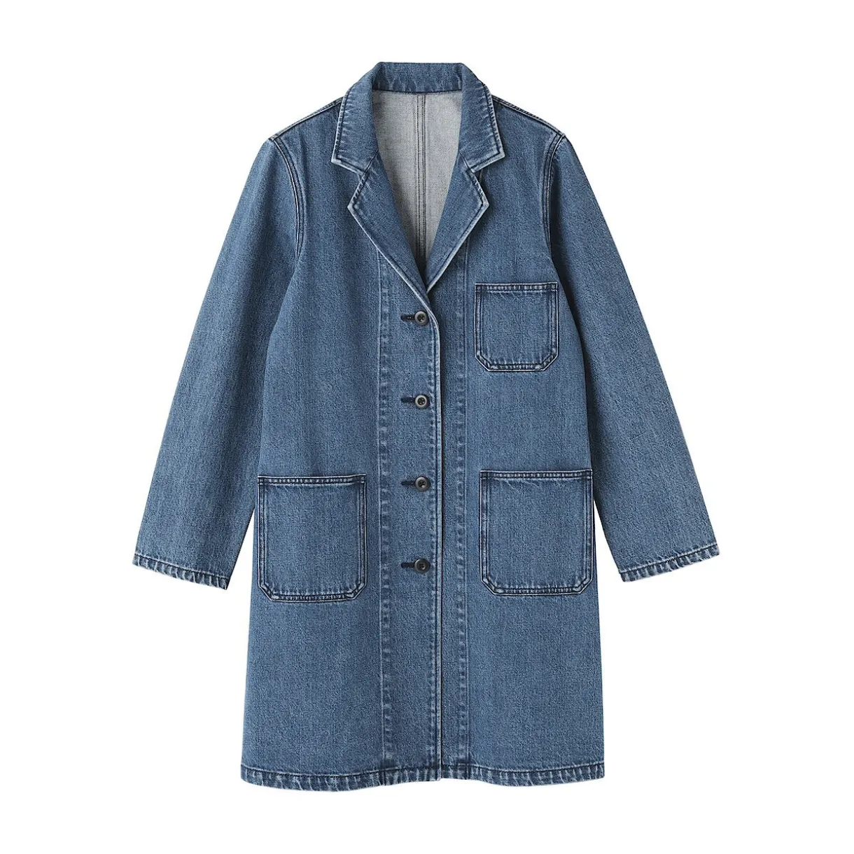 Manteau en denim mélangé kapok pour femme