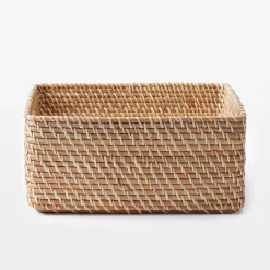 Panier carré en rotin L35xP36xH16cm