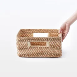 Panier carré en rotin L35xP36xH16cm