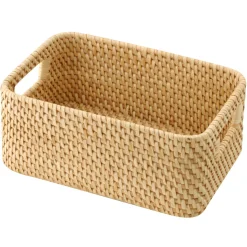 Panier en rotin à poignées L15X P22X H9cm