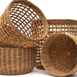 Panier rond en rotin à tissage ouvert L