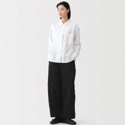 Pantalon à cordon de serrage en toile de coton léger pour femme