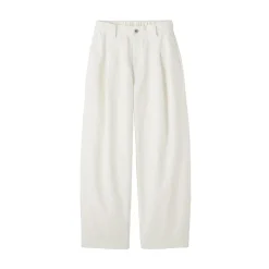 Pantalon à coupe cocon et à plis en toile de coton pour femme