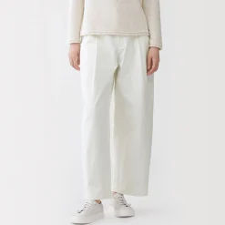Pantalon à coupe cocon et à plis en toile de coton pour femme