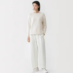 Pantalon à coupe cocon et à plis en toile de coton pour femme