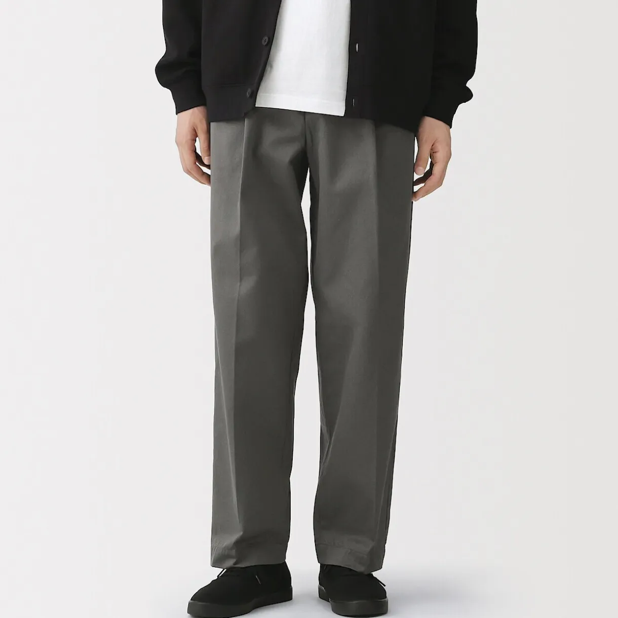 Pantalon Chino à pinces en coton stretch coupe wide homme