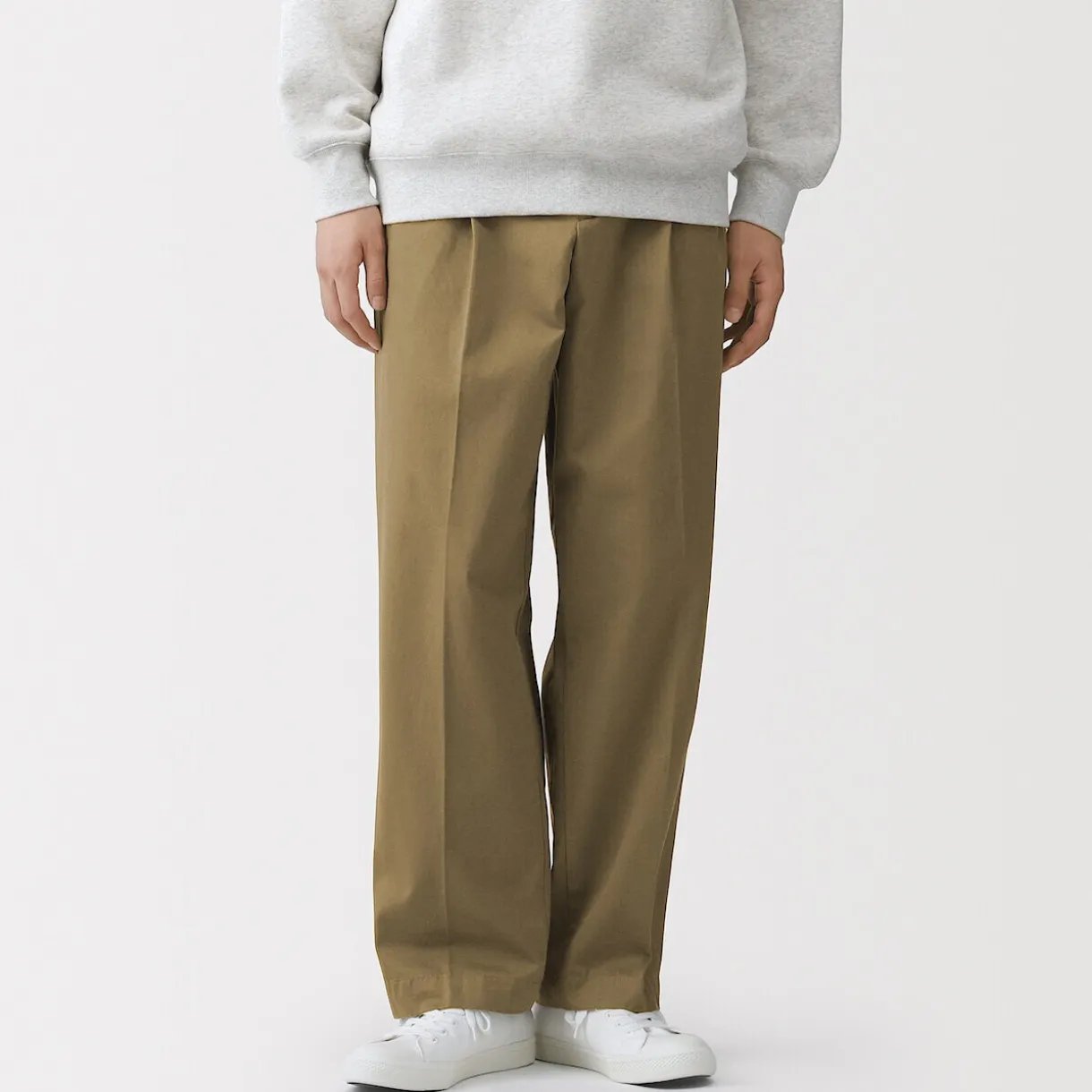 Pantalon Chino à pinces en coton stretch coupe wide homme